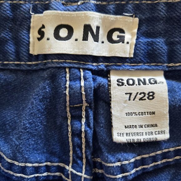 S.O.N.G. Wide Leg Blue Jeans Size 7/28 Y2K Baggy 90s Denim Vintage Skater Pants - Picture 6 of 6
